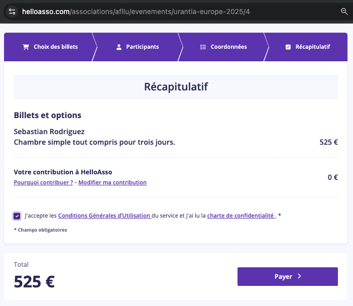 Fourth step: after picking Hello Asso support
